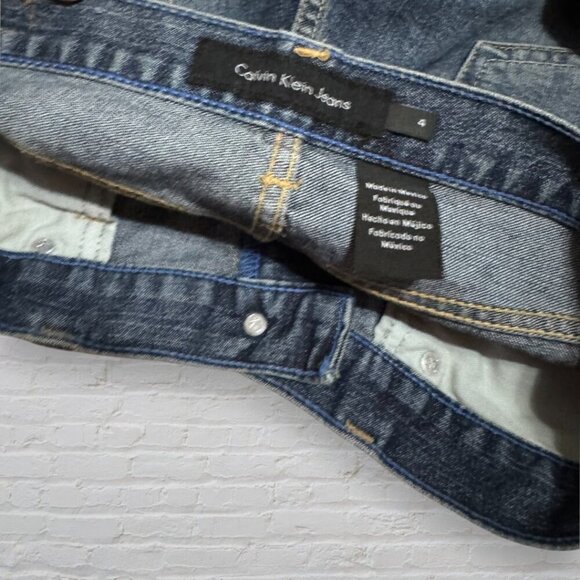 CALVIN KLEIN Cropped Cuffed Denim Jeans Pioneer Wash Women's 4 - Picture 5 of 7